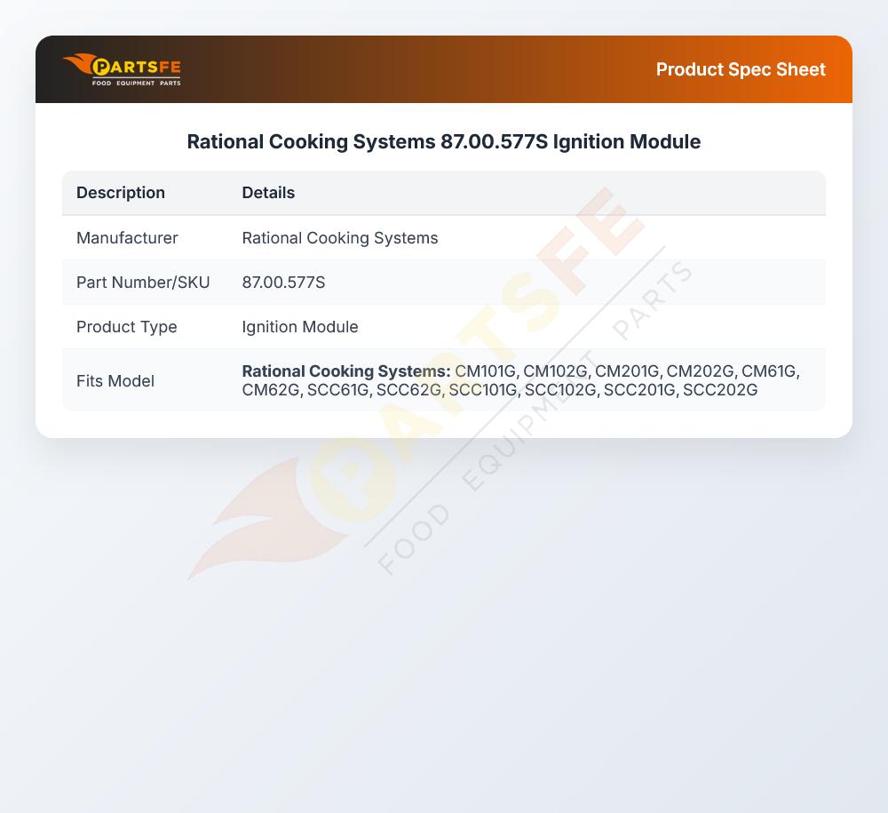 Rational Cooking Systems 87.00.577S Oven Ignition Module