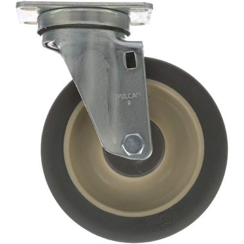Component Hardware Group CMP1-5RPB Swivel Plate Caster with Polyurethane Wheels, 5" DIA X 1-1/4" Wide, 300 LB Capacity