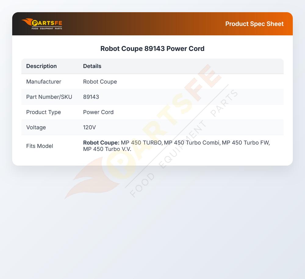 Robot Coupe 89143 Power Cord