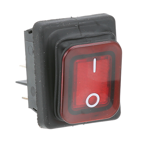 Globe U03041215027 Electric Fryer Red Lighted Rocker Switch W/1/4" Tab Terminals