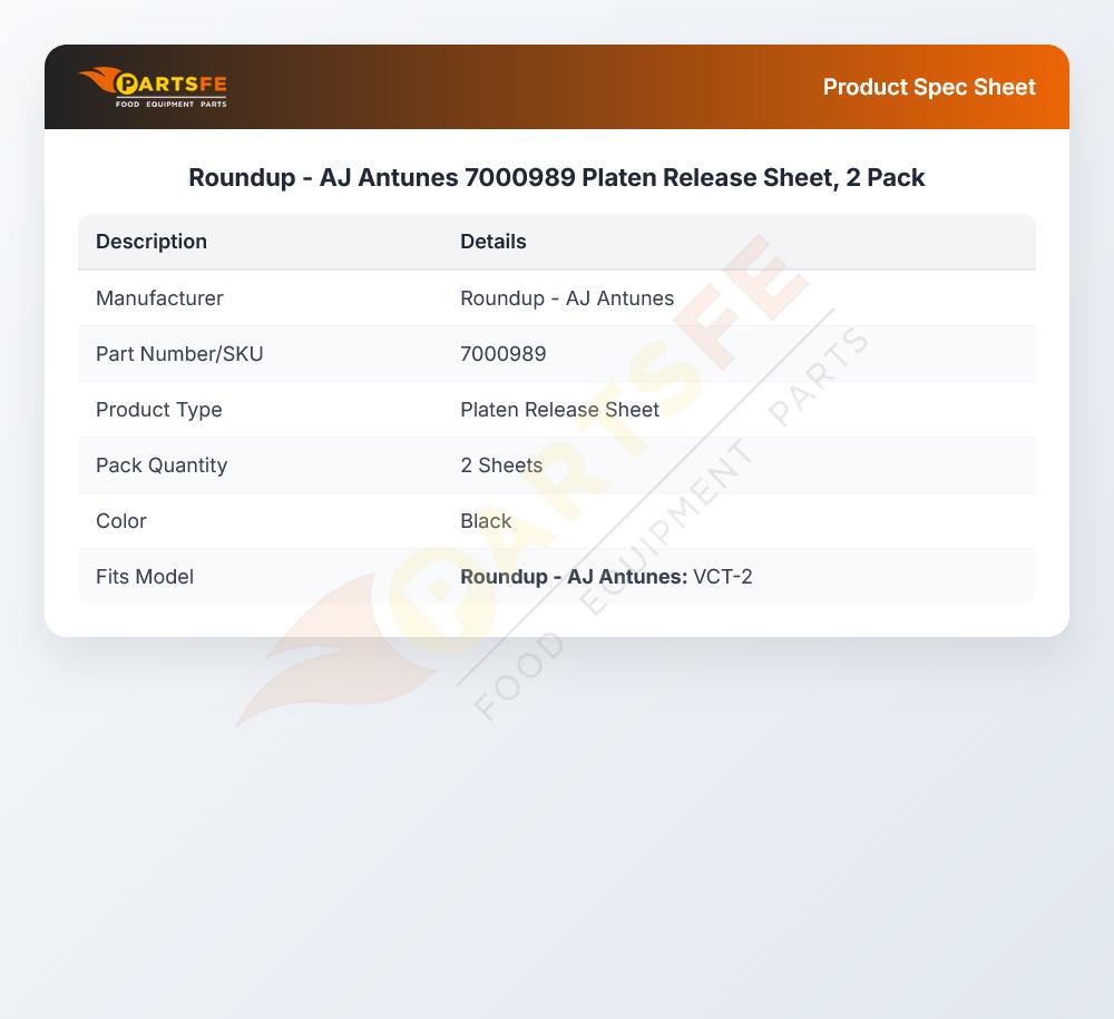 Roundup - AJ Antunes 7000989 Platen Release Sheet, 2 Pack