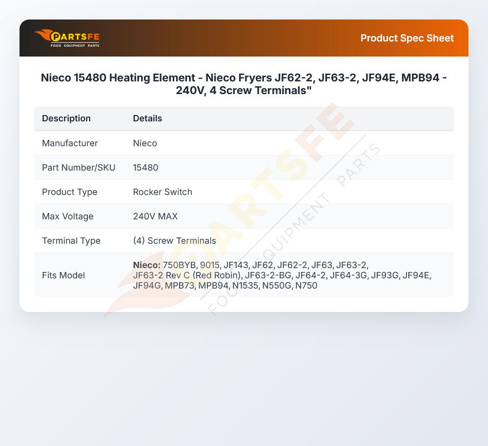 Nieco 15480 Rocker Switch 2-Pole 50A