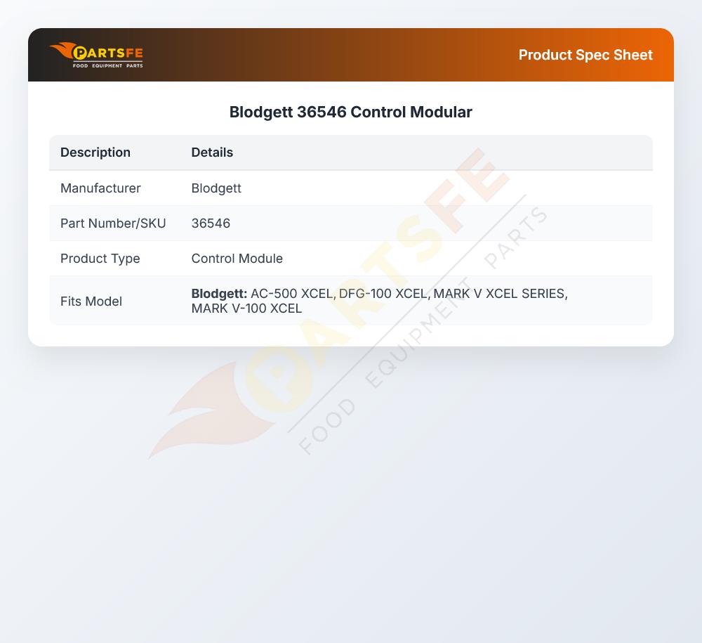 Blodgett 36546 Gas Convection Oven Control Modular
