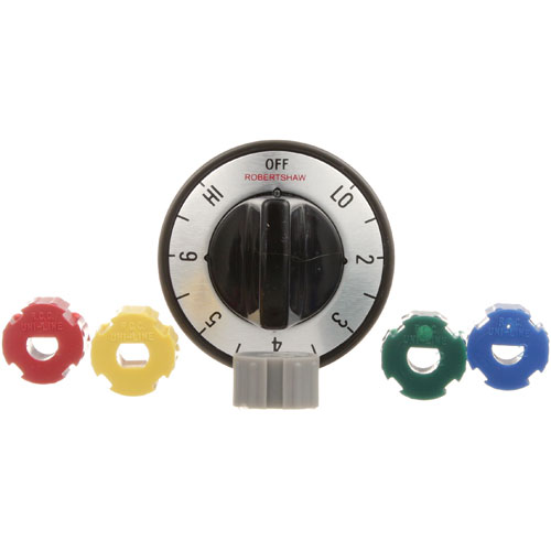 Star Mfg 6404 Black Knob 2" DIA, OFF-LO-2-6-HI, W/Silver Overlay