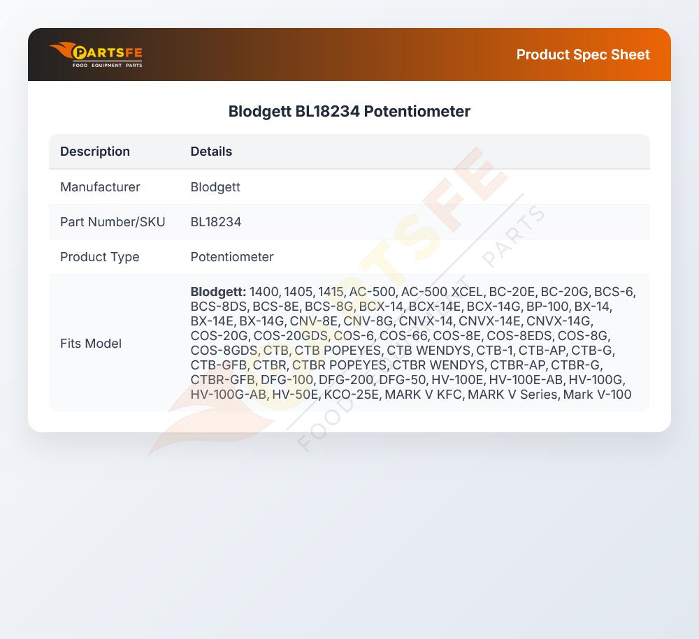 Blodgett BL18234 Potentiometer