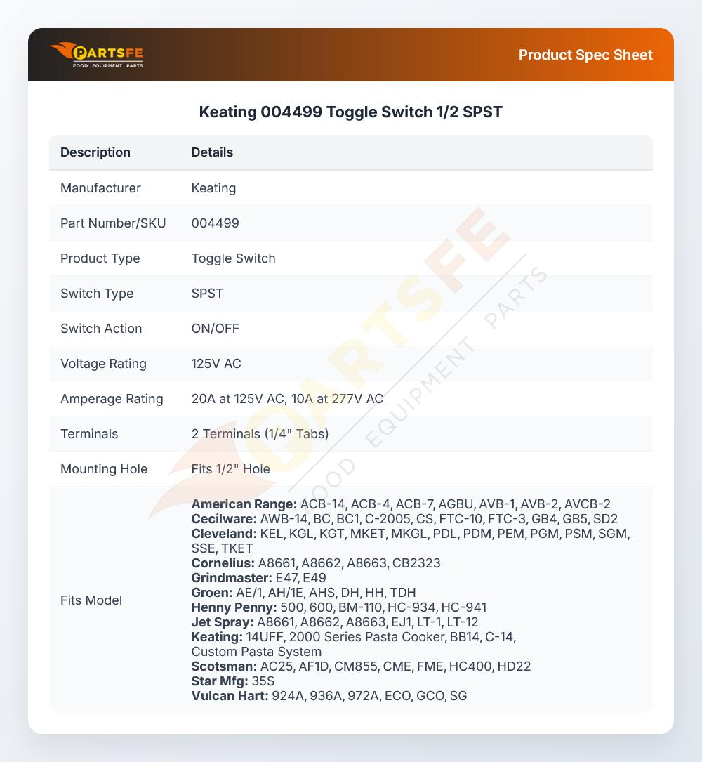 004499 Toggle Switch 1/2 SPST