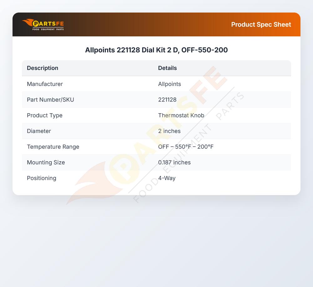 Allpoints 221128 Dial Kit 2 D, OFF-550-200