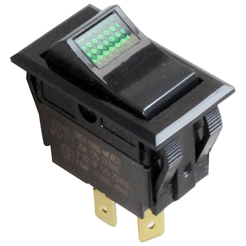 Carter Hoffmann 18602-0056 Holding Cabinet Rocker Switch On/Off 1/4" Tab Terminals 20A 125-277 VAC Green Light