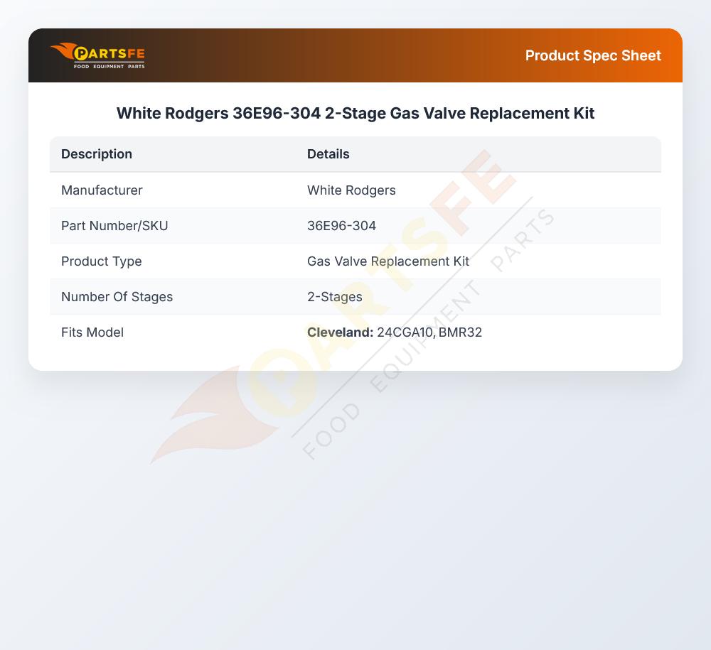 White Rodgers 36E96-304 2-Stage Gas Valve Replacement Kit