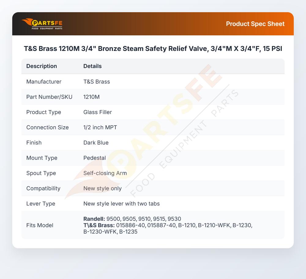T&S Brass 1210M Steam Safety Relief Valve 3/4" M X 3/4" F 3/4" 15 PSI Bronze