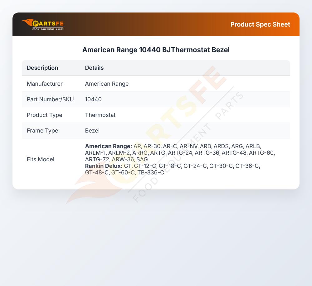 American Range 10440 BJThermostat  Bezel