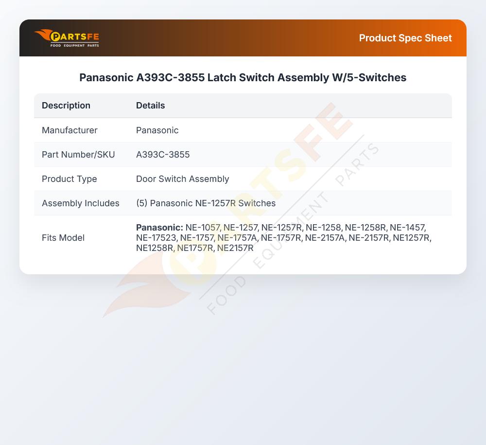 Panasonic A393C-3855 Latch Switch Assembly