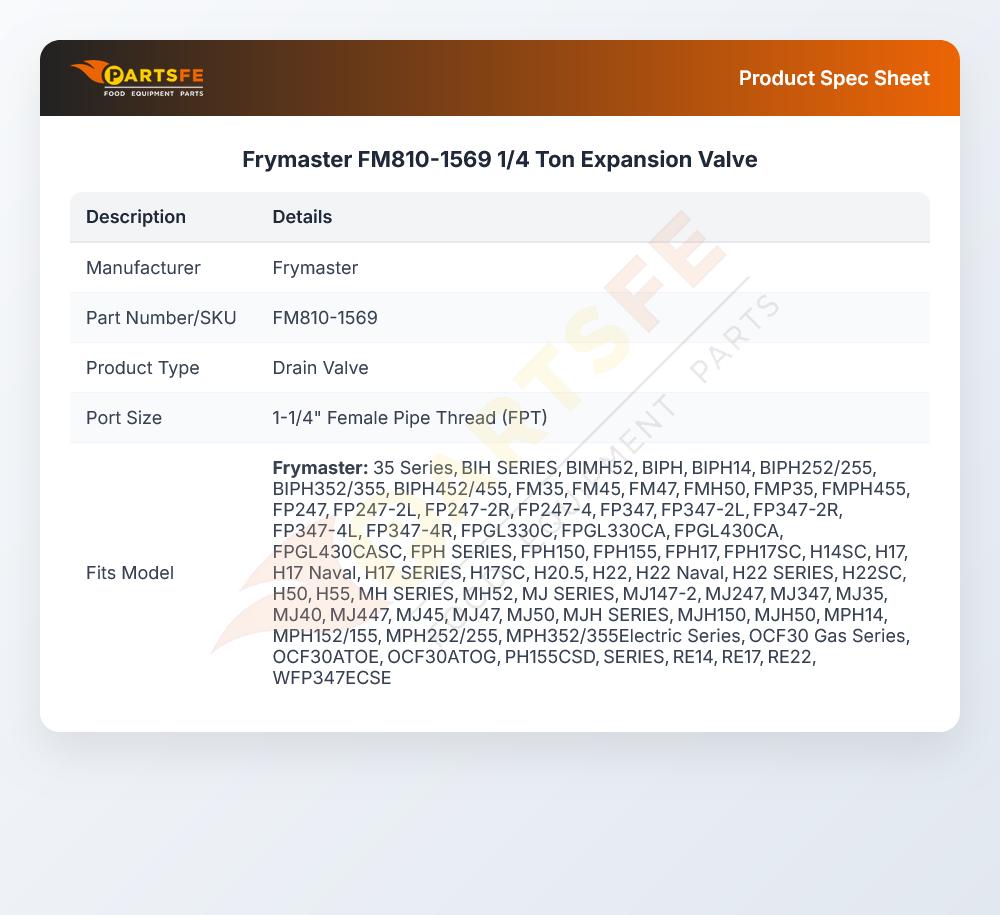 Frymaster FM810-1569 Drain Valve 1.25" W/Lock
