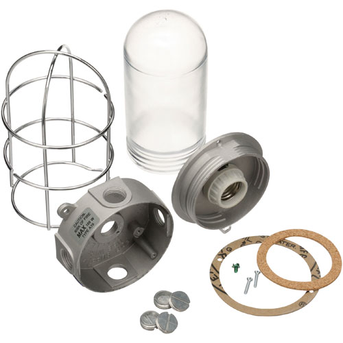 Component Hardware Group VXS-100-PXWG Junction Box Light Fixture W/ Glass Globe & Wire Guard
