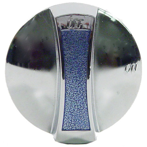 Imperial 2721 Charbroiler Chrome Burner Valve Knob Off/On 2-3/8" DIA 1/4" D-STEM Flat Up 1/4" Protrusion