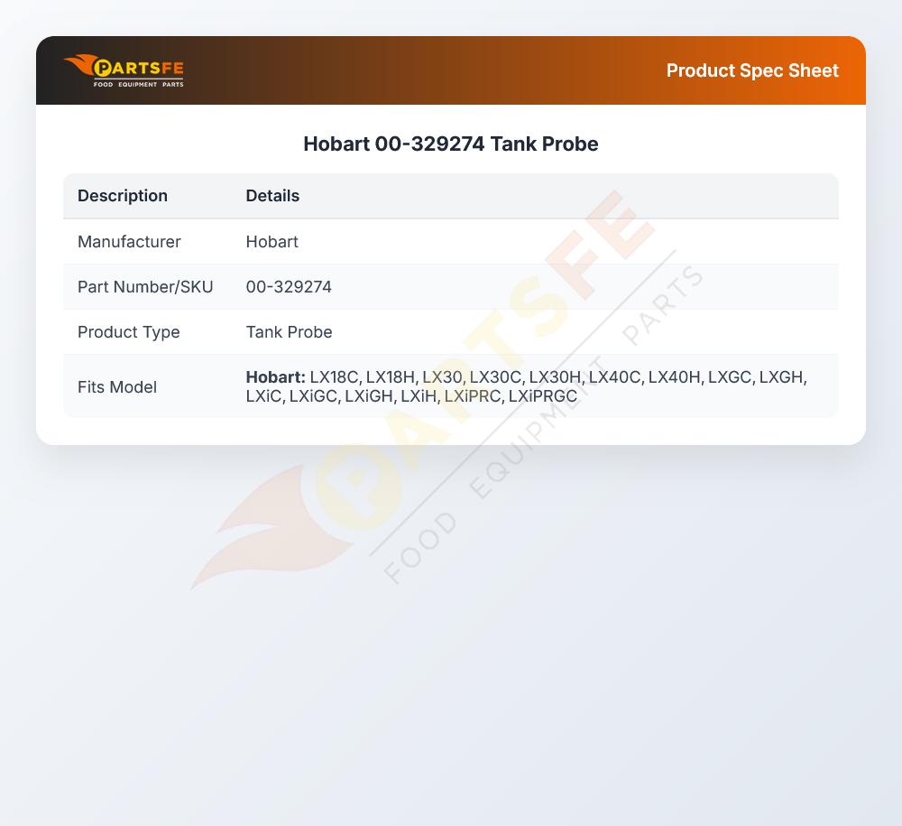 Hobart 00-329274 Dishwasher Tank Probe