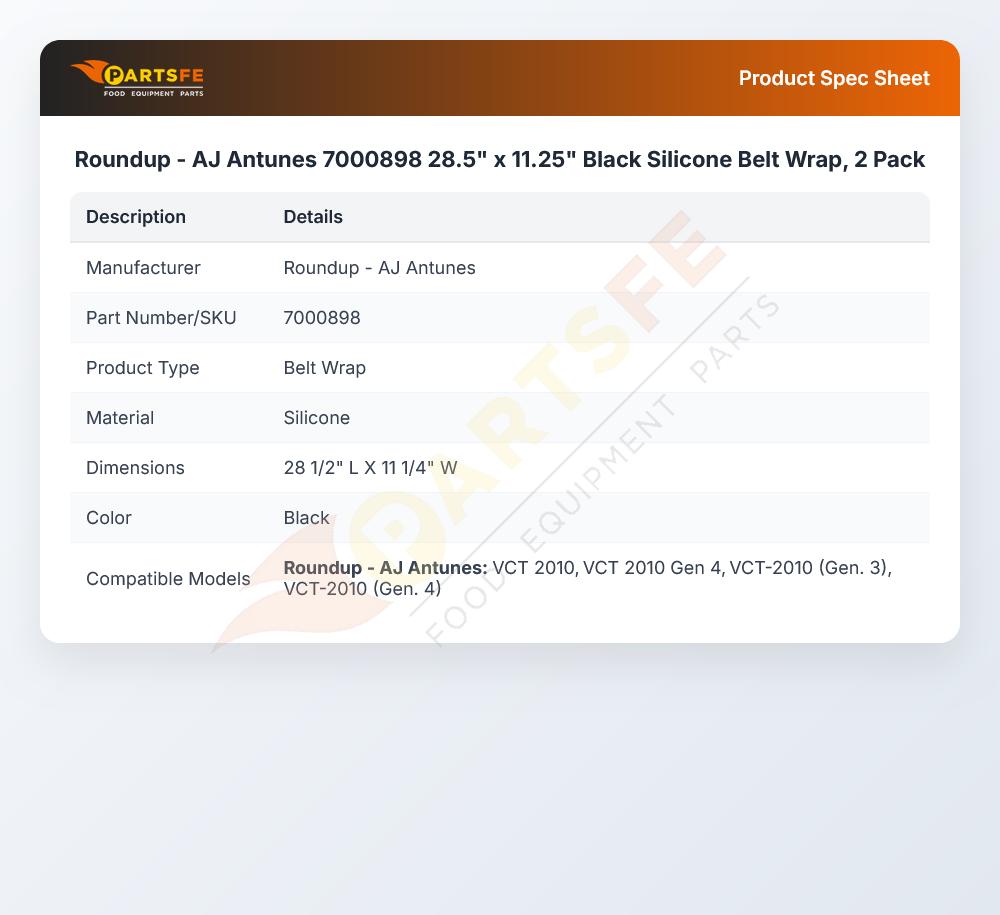 Roundup - AJ Antunes 7000898 Wavy Silicone Belt 2-Pack Black