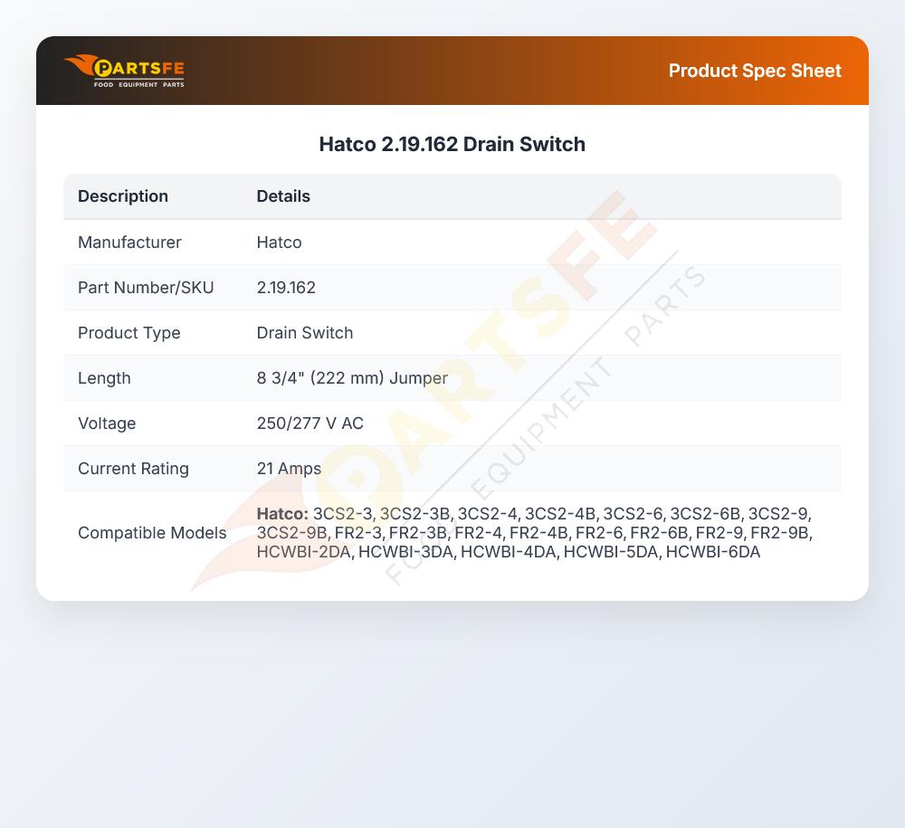 Hatco 2.19.162 Drain Switch