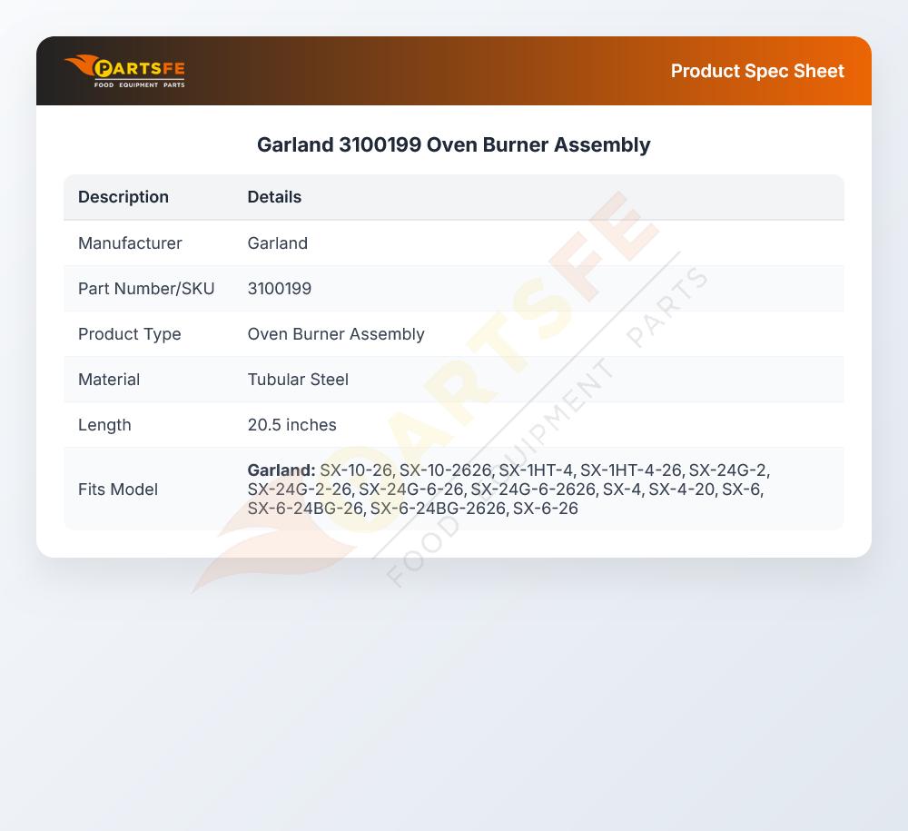 Garland 3100199 Range Burner Assembly