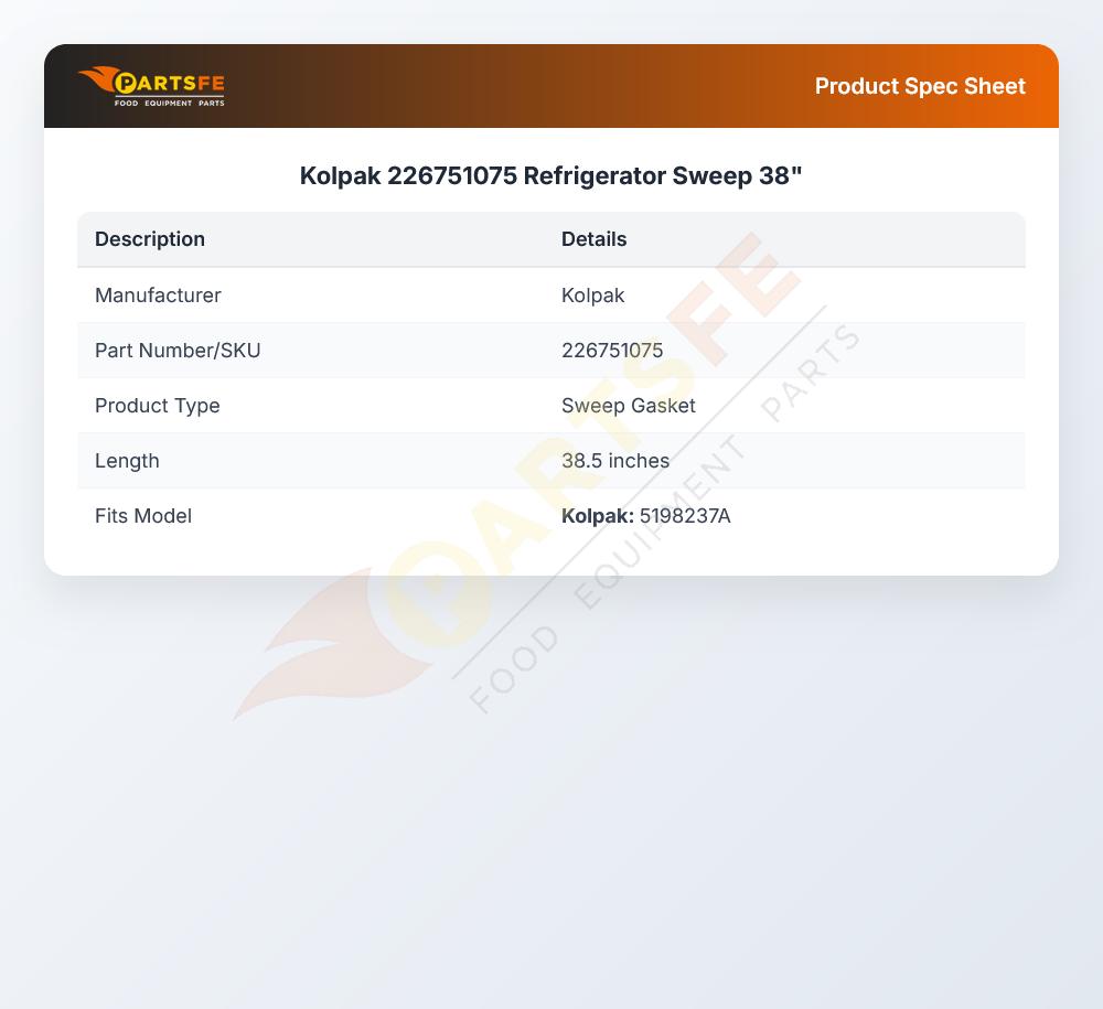 Kolpak 226751075 Refrigerator Sweep 38"