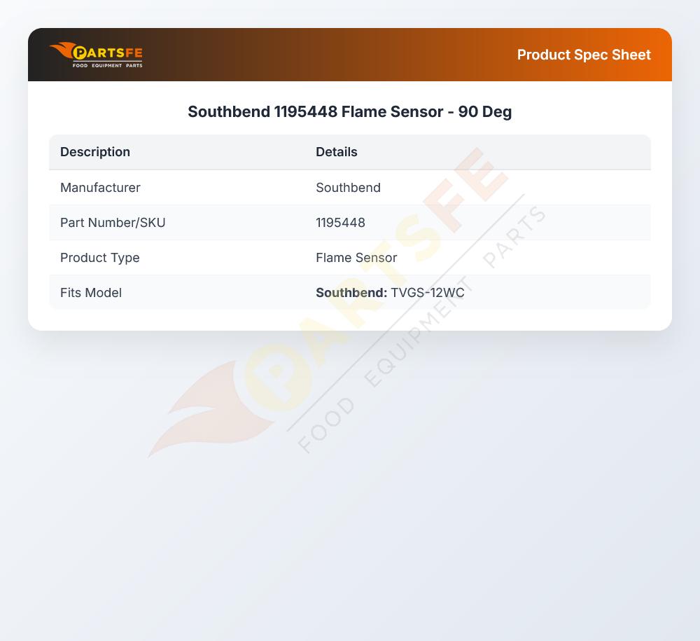 Southbend 1195448 Oven Flame Sensor 90&deg;