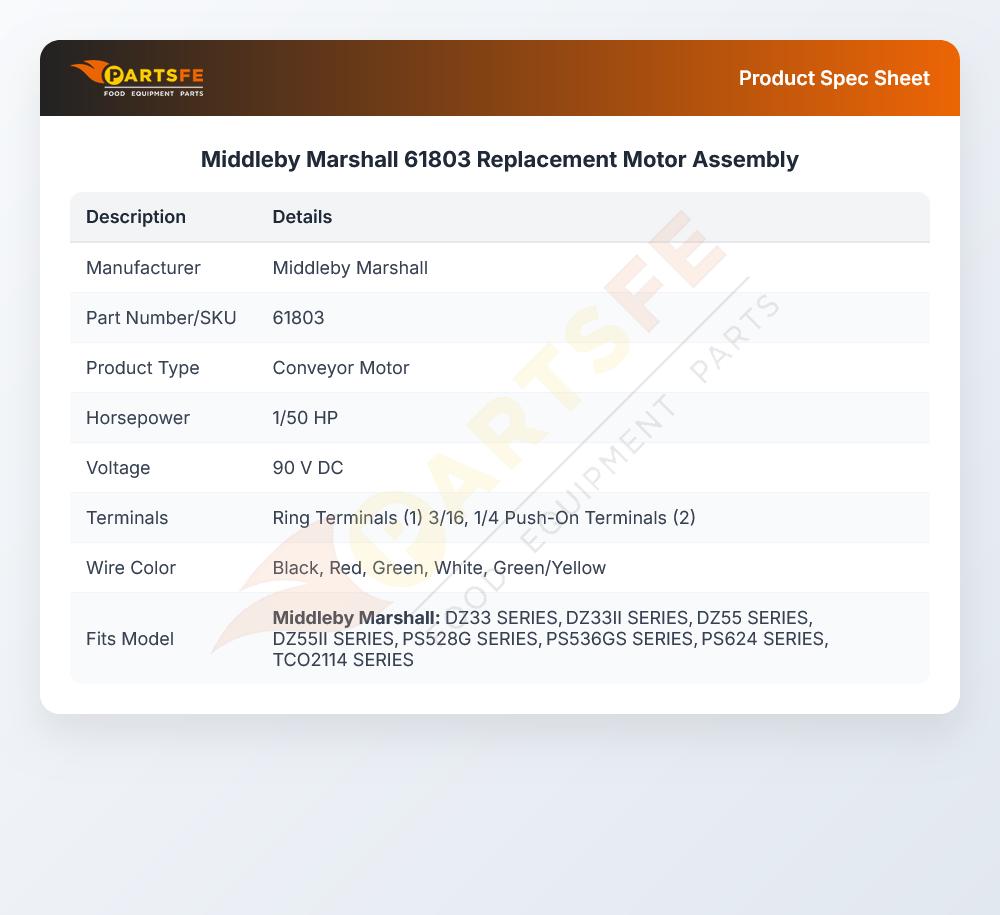 Middleby Marshall 61803 Conveyor Motor DZ33/DZ55