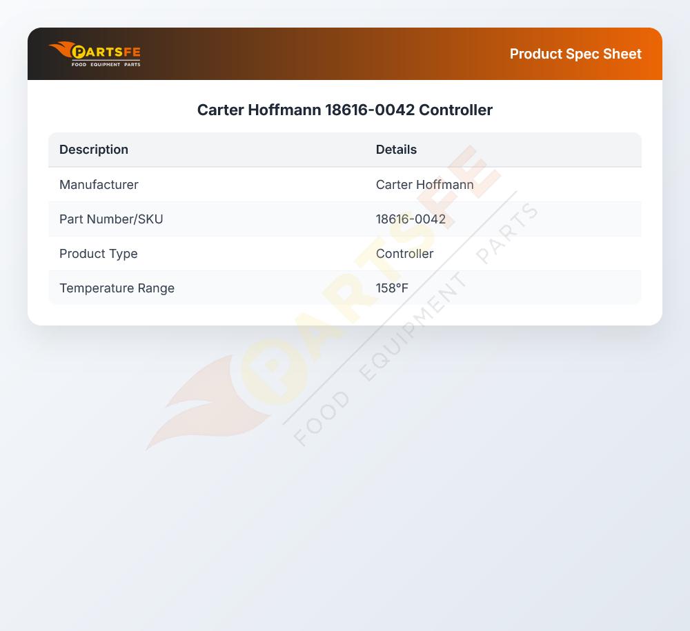 Carter Hoffmann 18616-0042 Digital Controller 158F
