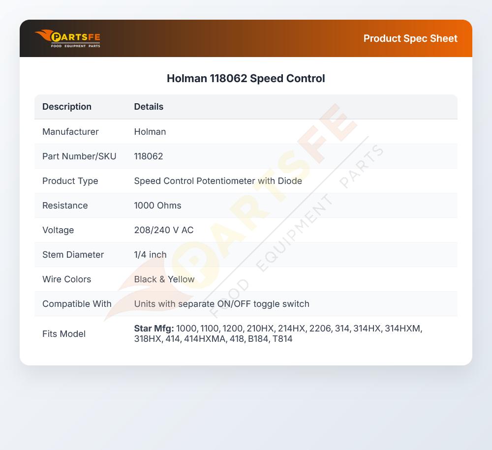 Holman 118062 Speed Control