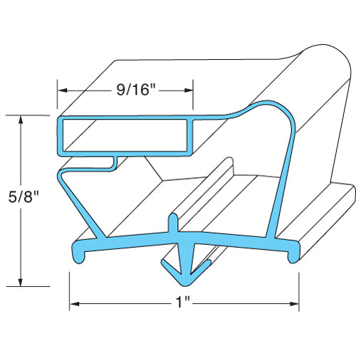 Beverage Air 703-538C Grey Door Gasket, 23-1/8" X 62-3/4", 9/16" MAG