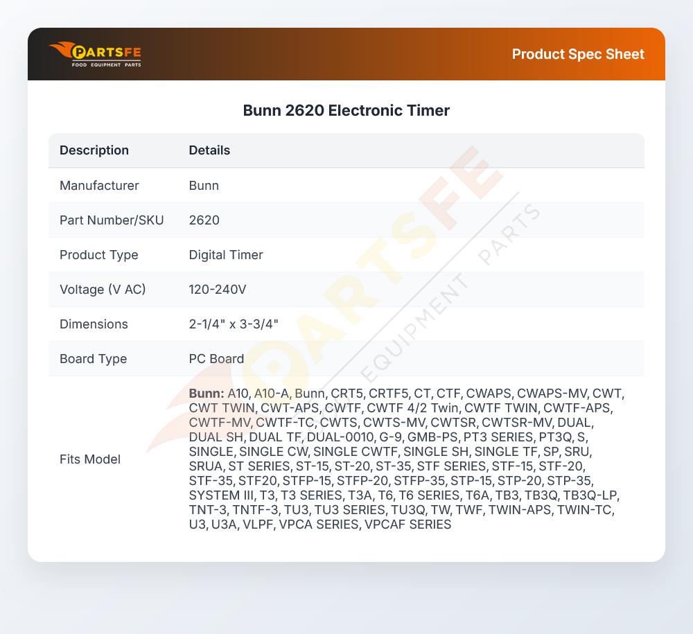 Bunn 2620 Electronic Timer