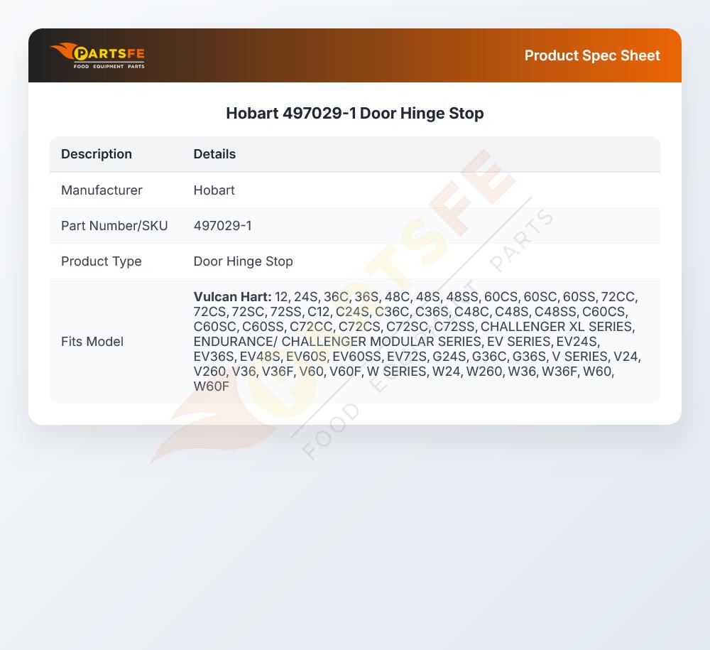 Hobart 497029-1 Door Hinge Stop
