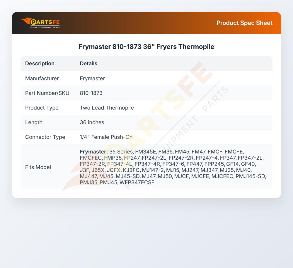 Frymaster 810-1873 Thermopile 36"