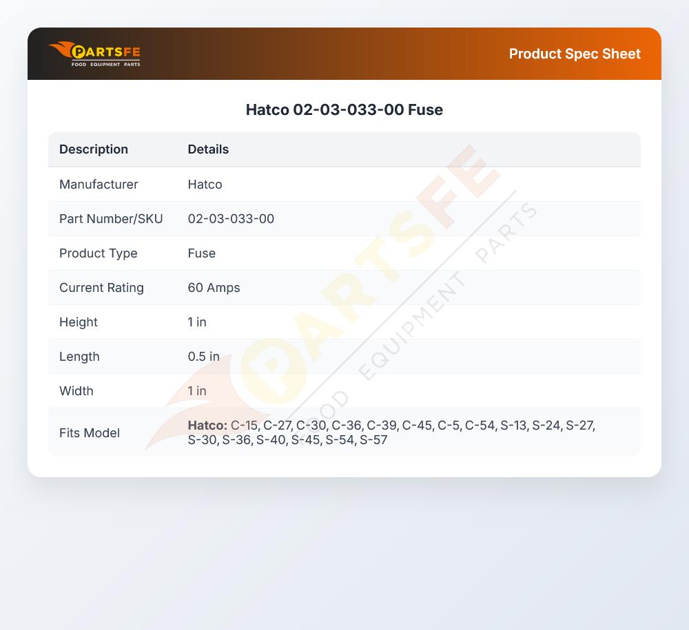 Hatco 02-03-033-00 Fuse