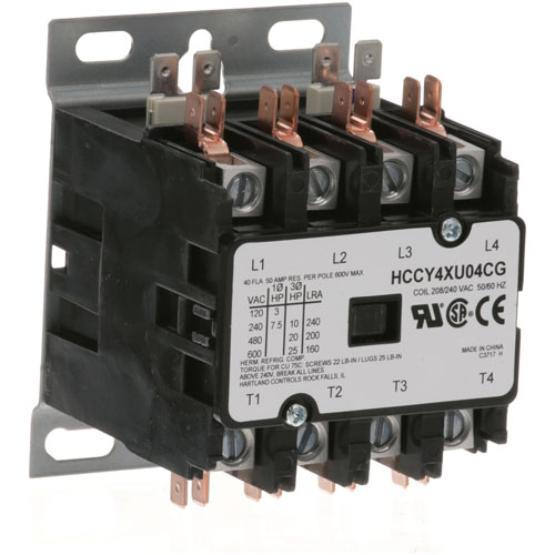 Hobart 844329 Contactor 4-Pole 40A Inductive 50A Resistive 208/240V
