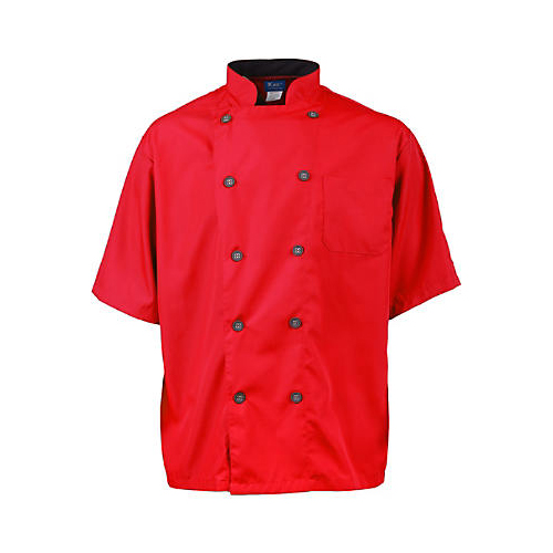 Allpoints 2124RDSLM KNG M Active Chef Coat Mens Red/Slate SS