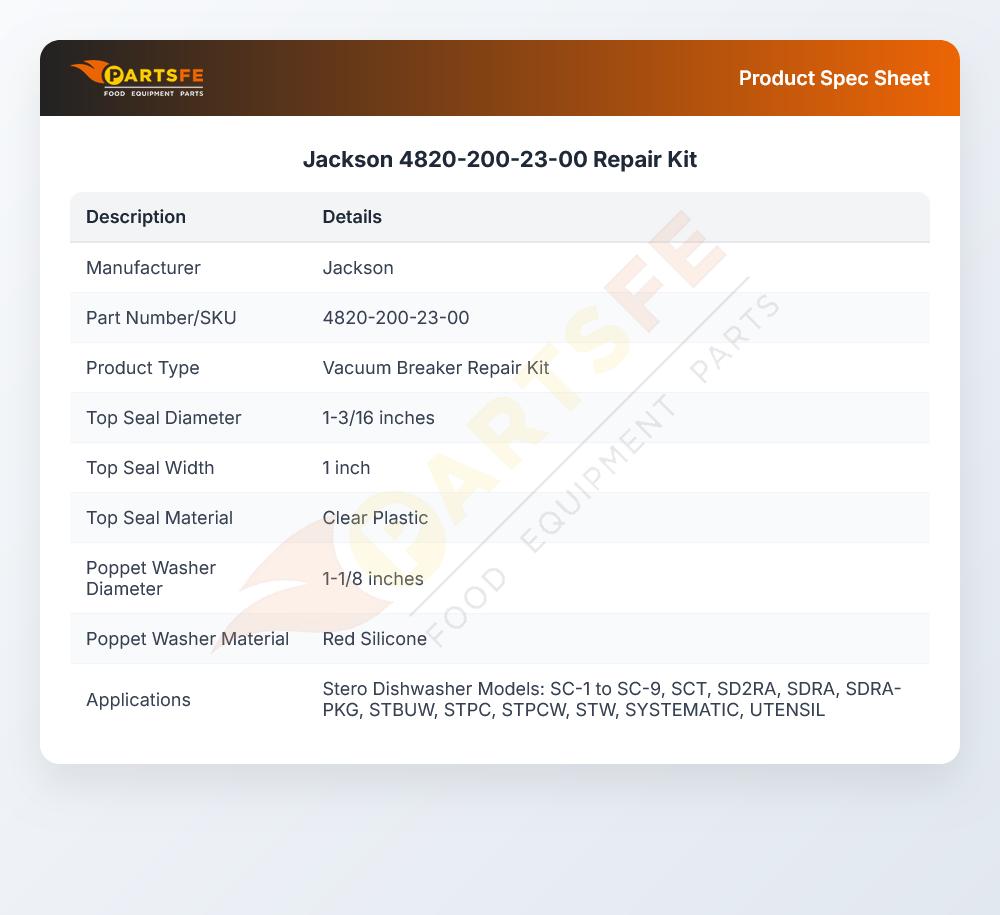 Jackson 4820-200-23-00 Vacuum Breaker Repair Kit