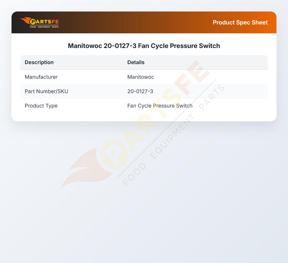 Manitowoc 20-0127-3 Ice Machine 13509 Pressure Switch Fan Cycle