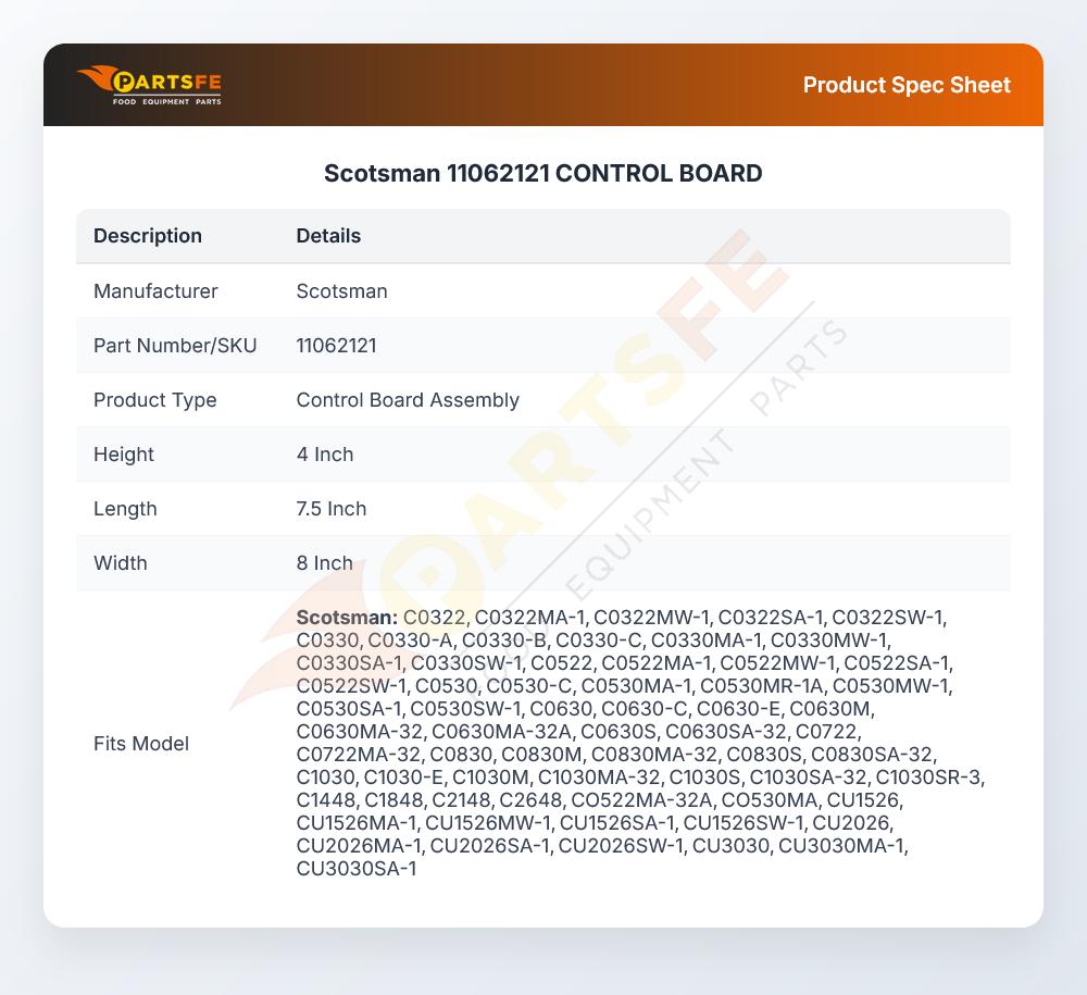 Scotsman 11062121 Ice Machine Control Board Assembly