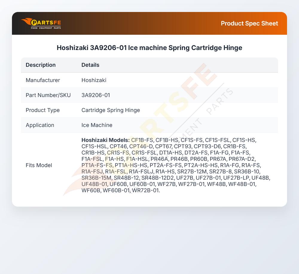 Hoshizaki 3A9206-01  Ice machine Spring Cartridge Hinge