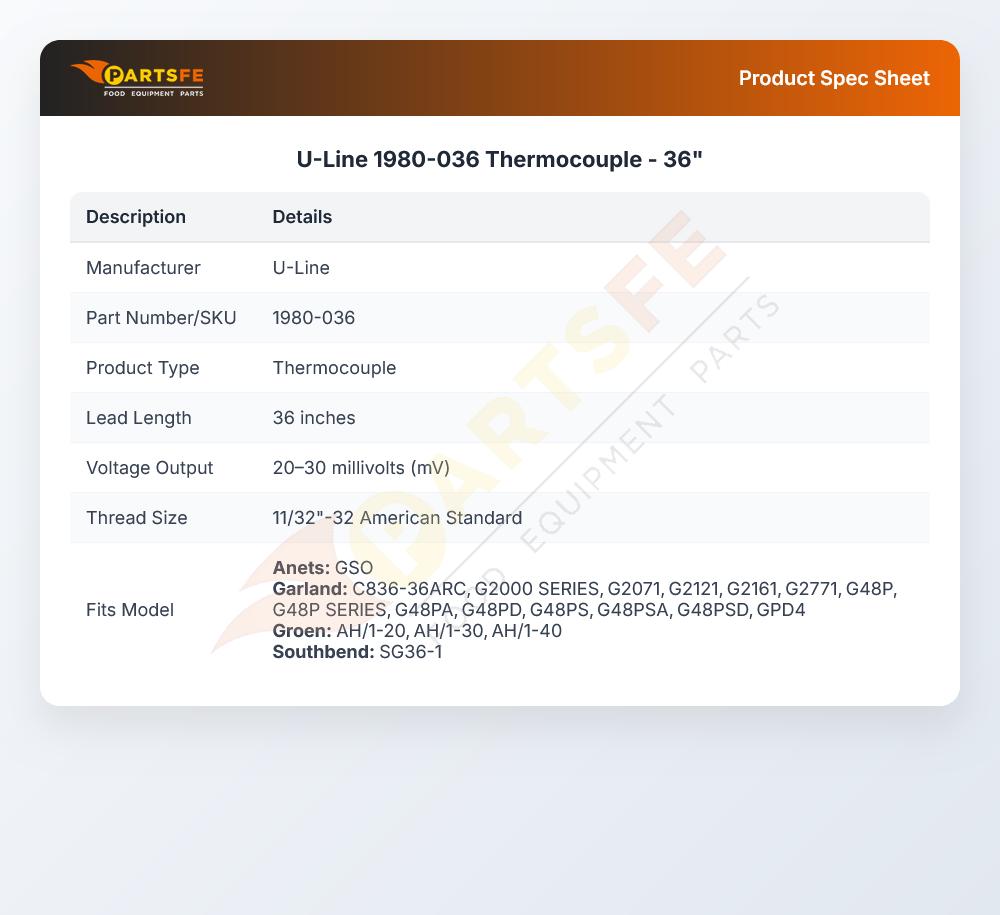 U-Line 1980-036 Thermocouple - 36"
