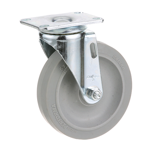 Cres Cor 0569001 Plate Mount Caster 5"DIA, 1-1/4" Wide Wheel, No Break