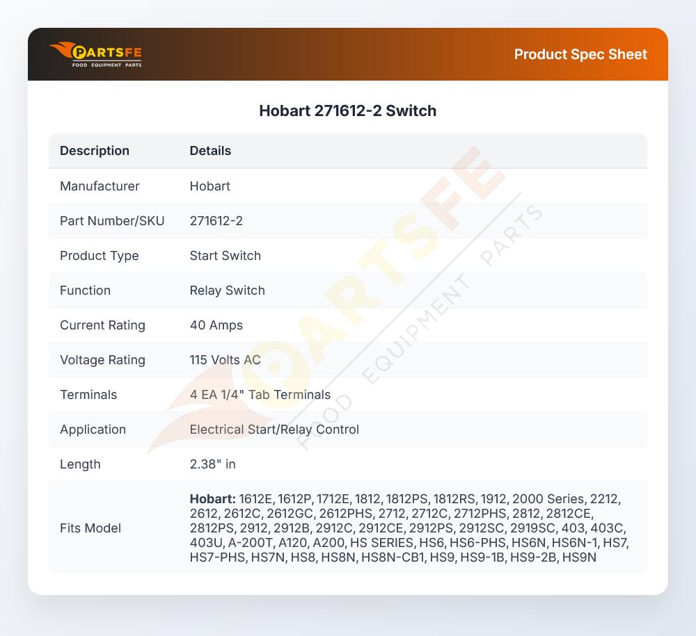 Hobart 271612-2 Switch