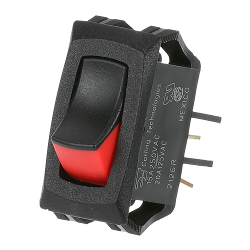 Wells 66947 SPST Red/Black Rocker Switch, On/off, 9/16 X 1-1/8
