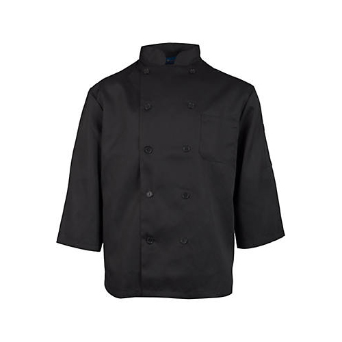 Allpoints 16603XL KNG 3XL Black Chef Coat 3/4 Sleeve
