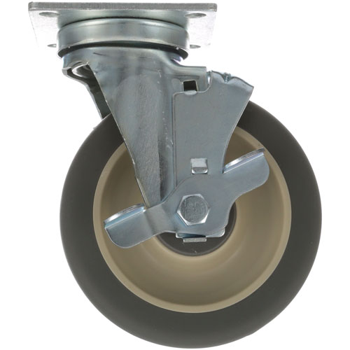 Hobart 00-410118-00021 5" x 1-1/4"  Polyurethane Plate Mount Caster Wheel W/ Brake