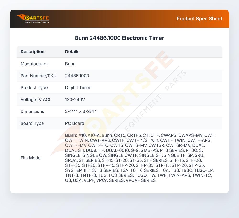 Bunn 24486.1000 Electronic Timer