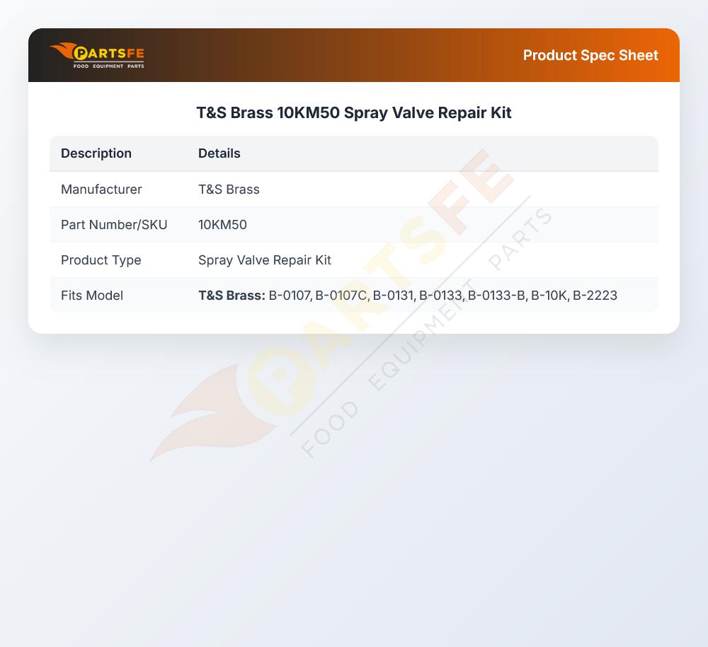 T&S Brass 10KM50 Spray Valve Repair Kit