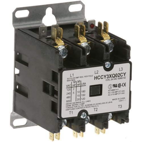 Hobart 00-087713-066-2 3 Pole Contactor W/ 24 Volt, 30 AMP Inductive/40 AMP Resistive