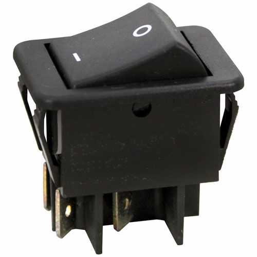 Henny Penny 52224 Black Rocker Switch W/ 4x1/4" Tab Terminals, DPST, On/Off
