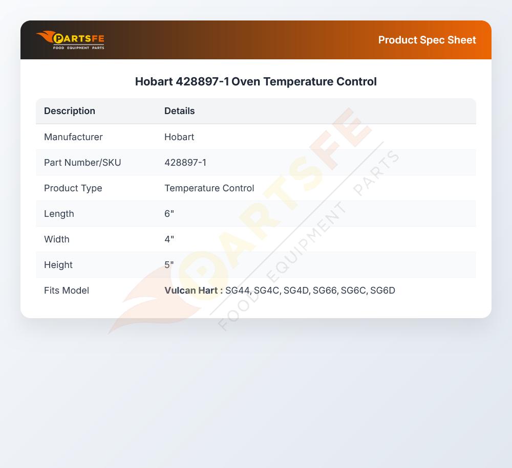 Hobart 428897-1 Temperature Control